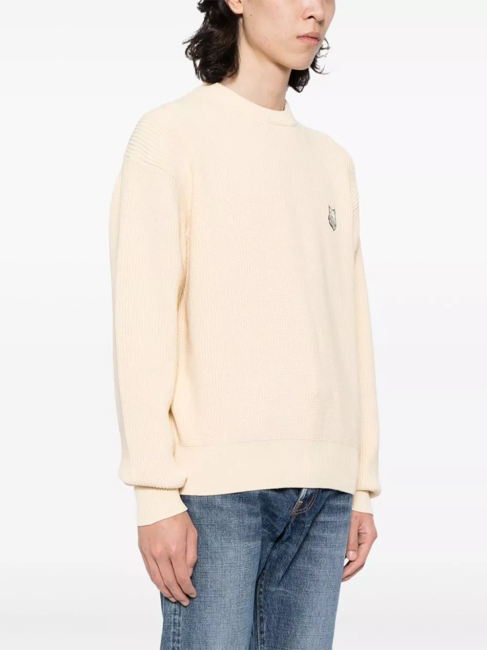 Cheap Maison Kitsune signature fox embroidery knitted jumper Men 0113