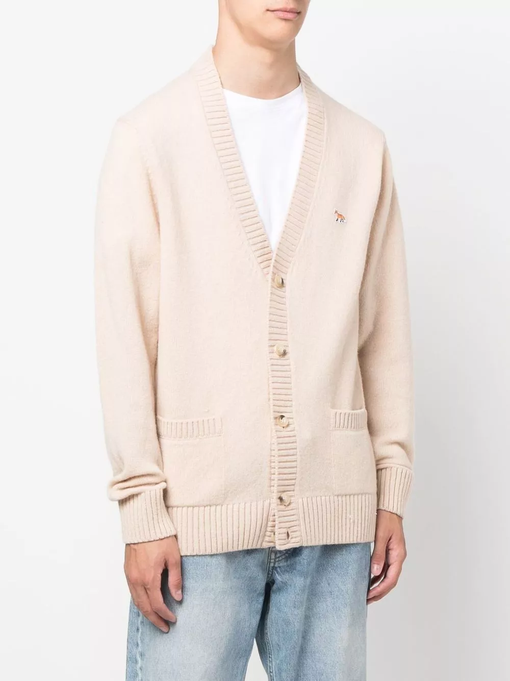 Cheap Maison Kitsune lambs wool cardigan Men 0113