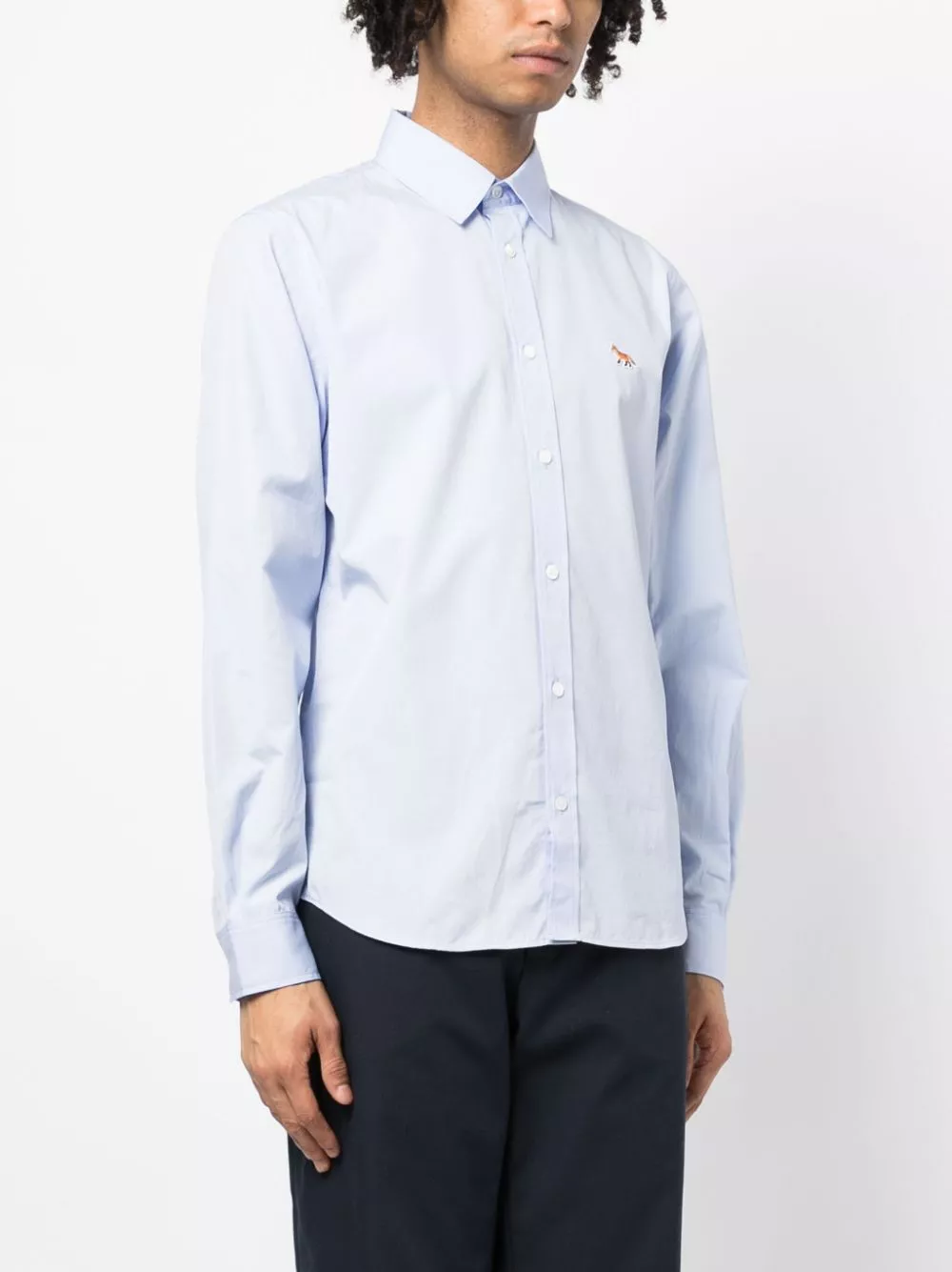 Cheap Maison Kitsune embroidered-Fox cotton shirt Men 0113