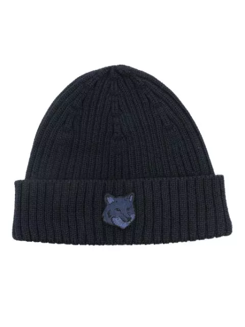 Cheap Maison Kitsune Bold Fox Head ribbed beanie Women 0129