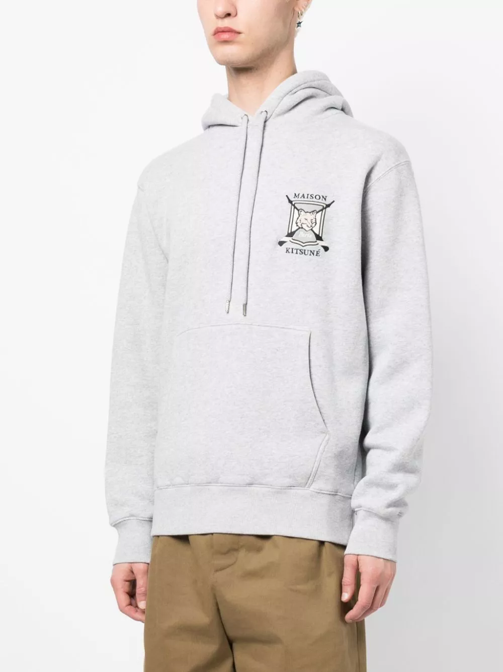 Affordable Maison Kitsune logo-embroidered jersey hoodie Men 0113