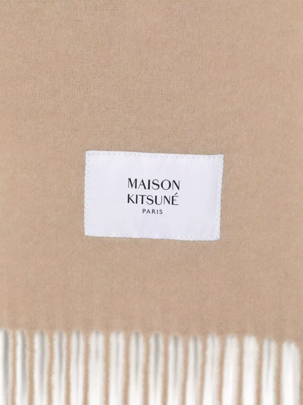 Cheap Maison Kitsune logo-patch fringed scarf Men 0120