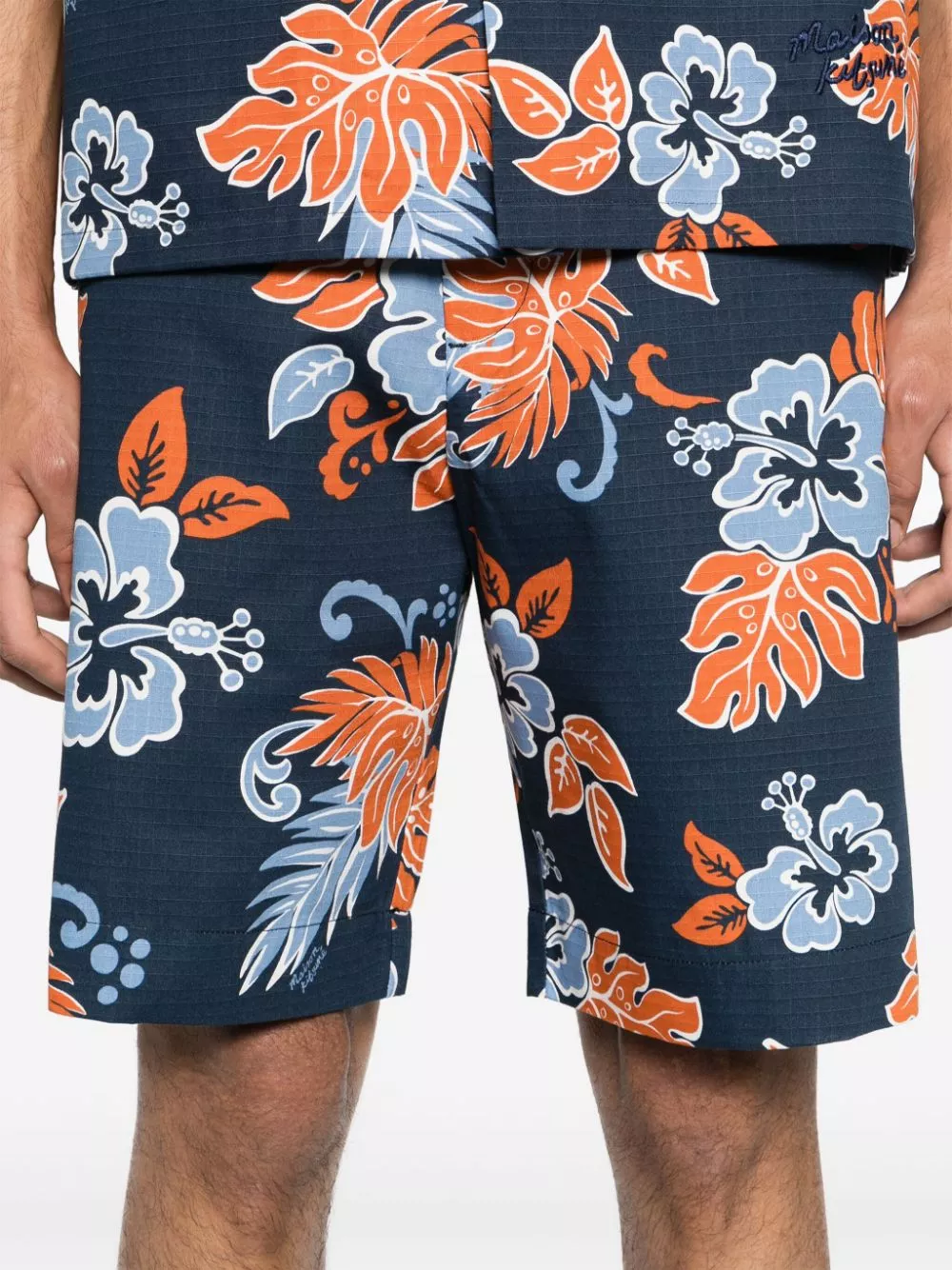 Affordable Maison Kitsune floral-print ripstop shorts Men 0113