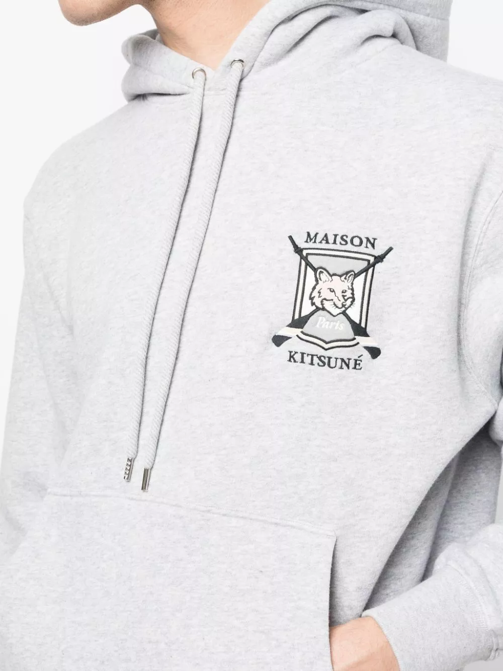 Affordable Maison Kitsune logo-embroidered jersey hoodie Men 0113