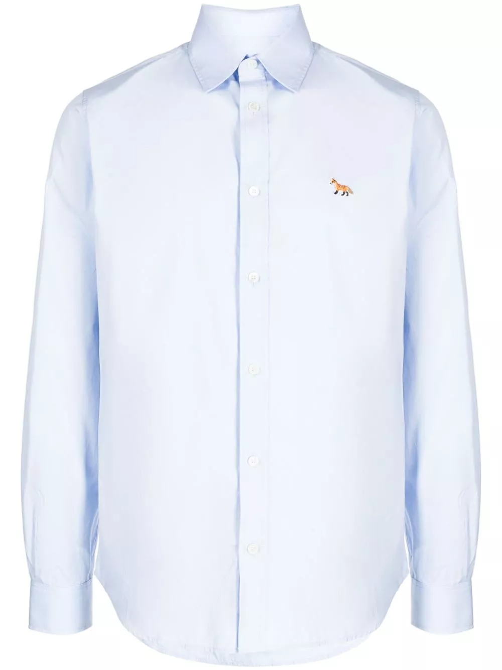 Cheap Maison Kitsune embroidered-Fox cotton shirt Men 0113