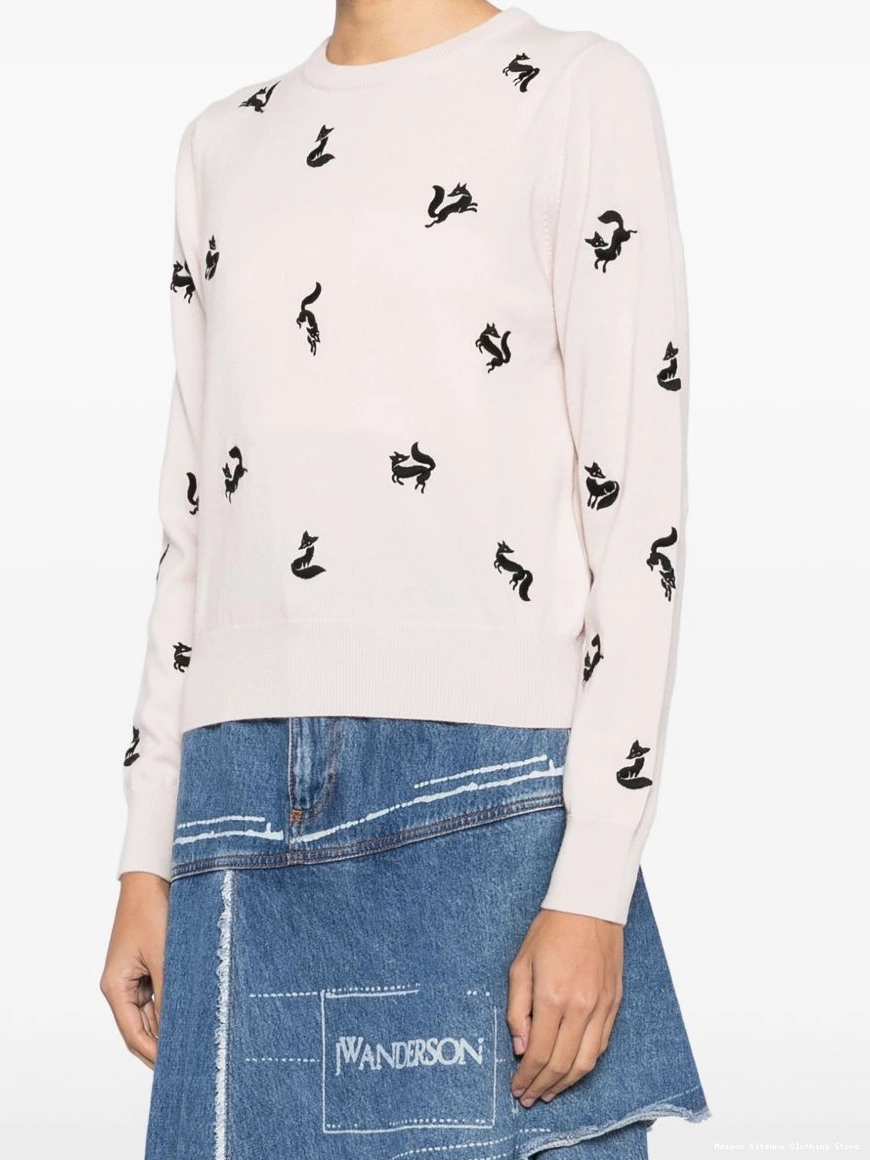 Affordable fancy embroidered jumper Women fox Maison Kitsune 0218