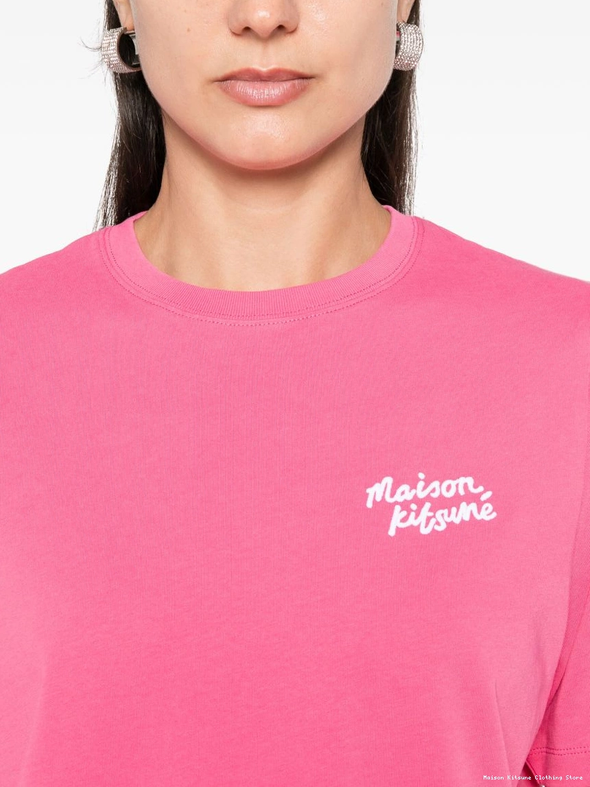 Cheap Women T-shirt Kitsune Maison Kitsune Handwriting Maison 0223