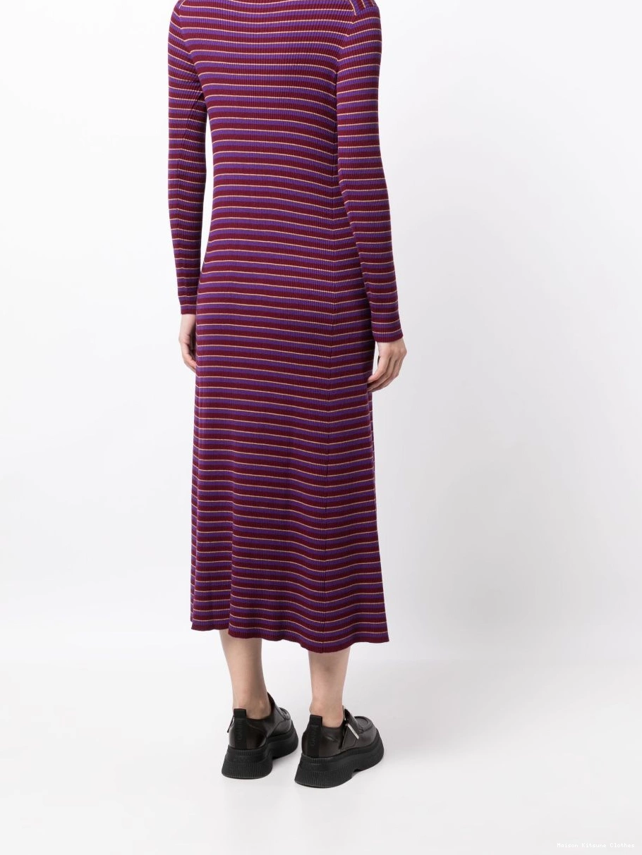 Affordable fox-patch Women Maison Kitsune striped midi dress 0224