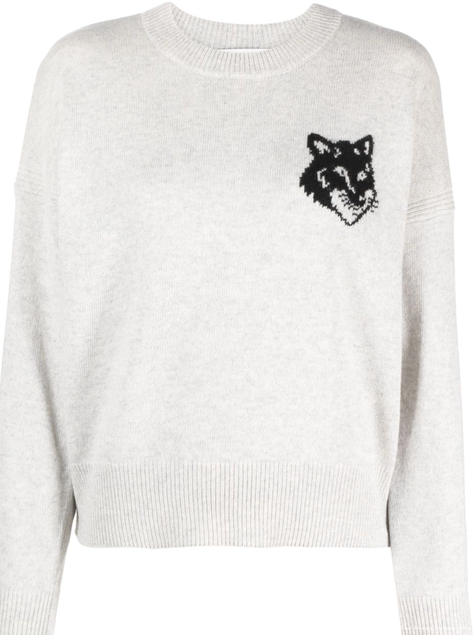 Cheap Kitsune Women wool logo-intarisa jumper Maison 0225