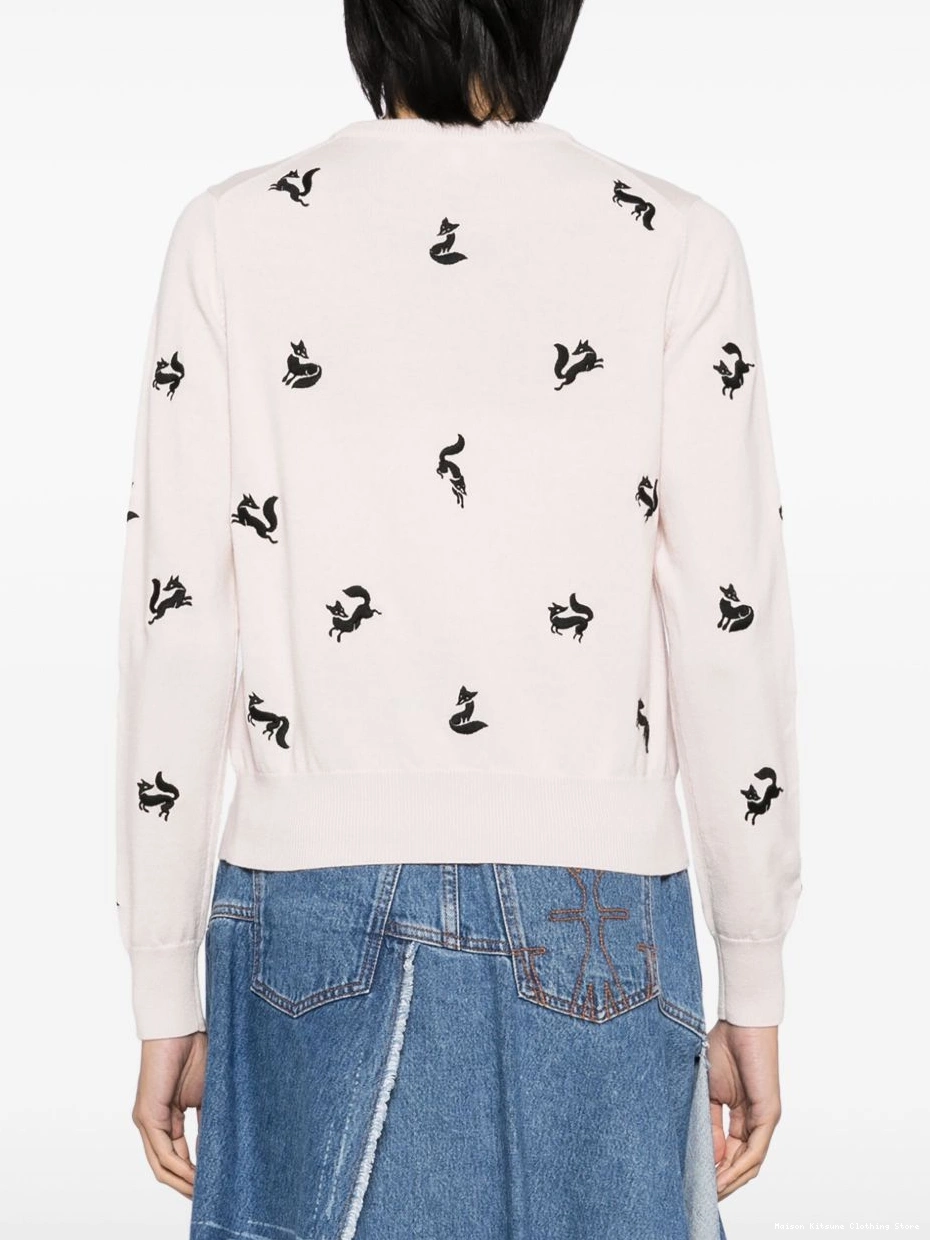 Affordable fancy embroidered jumper Women fox Maison Kitsune 0218