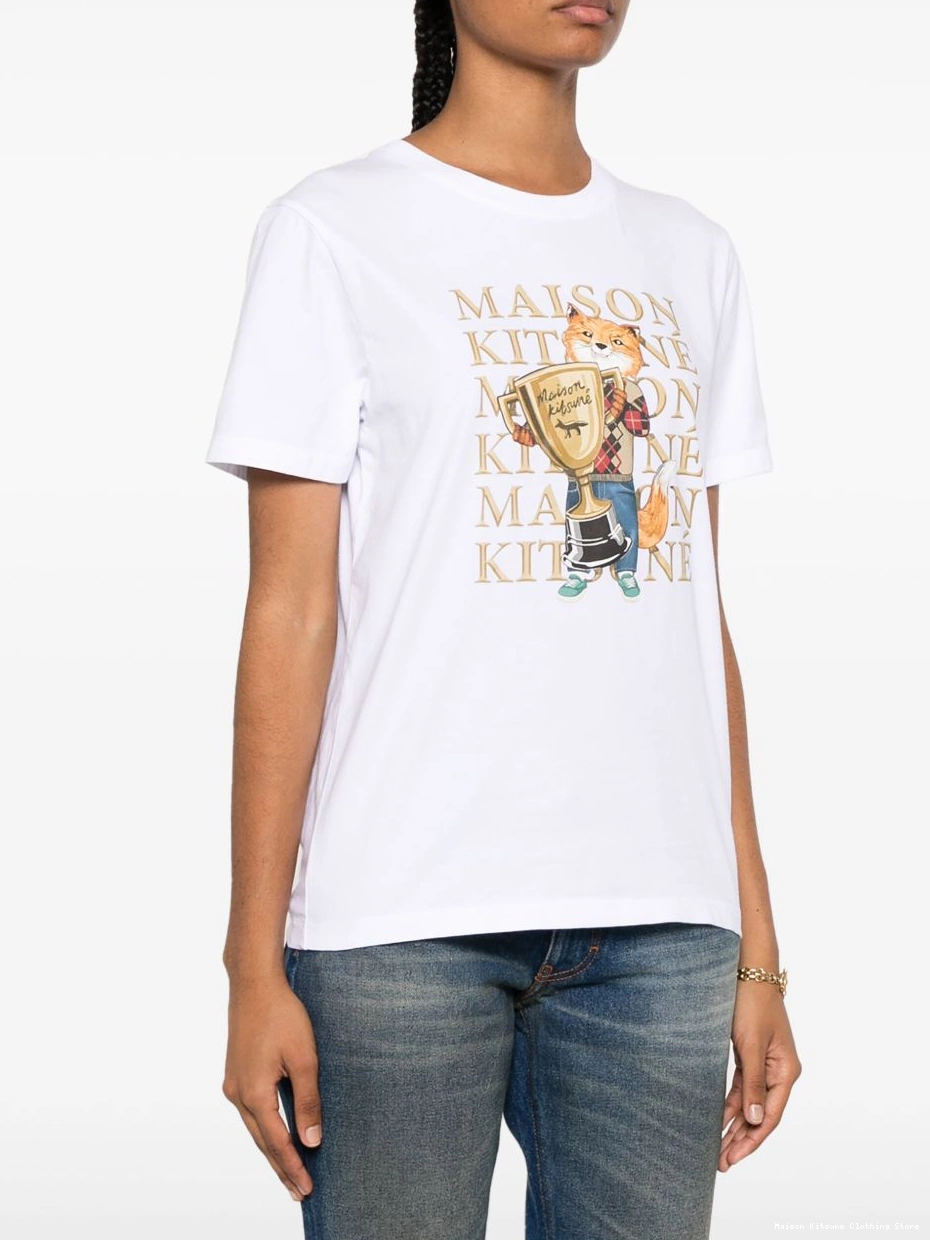 Cheap Women Fox T-shirt cotton Kitsune Maison Champion 0210