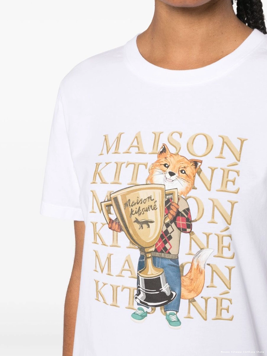 Cheap Women Fox T-shirt cotton Kitsune Maison Champion 0210