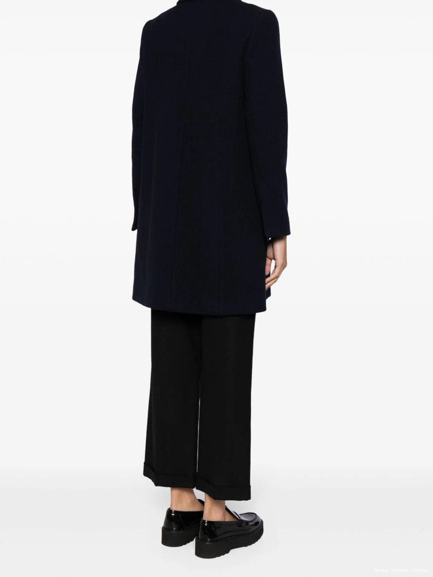 Affordable Kitsune wool-blend virgin twill peacot Women Maison 0223