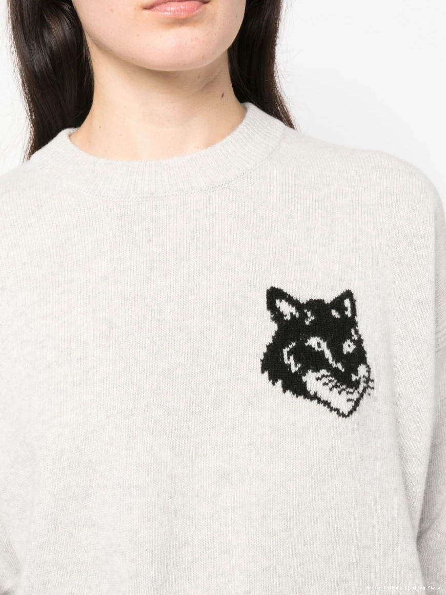 Cheap Kitsune Women wool logo-intarisa jumper Maison 0225