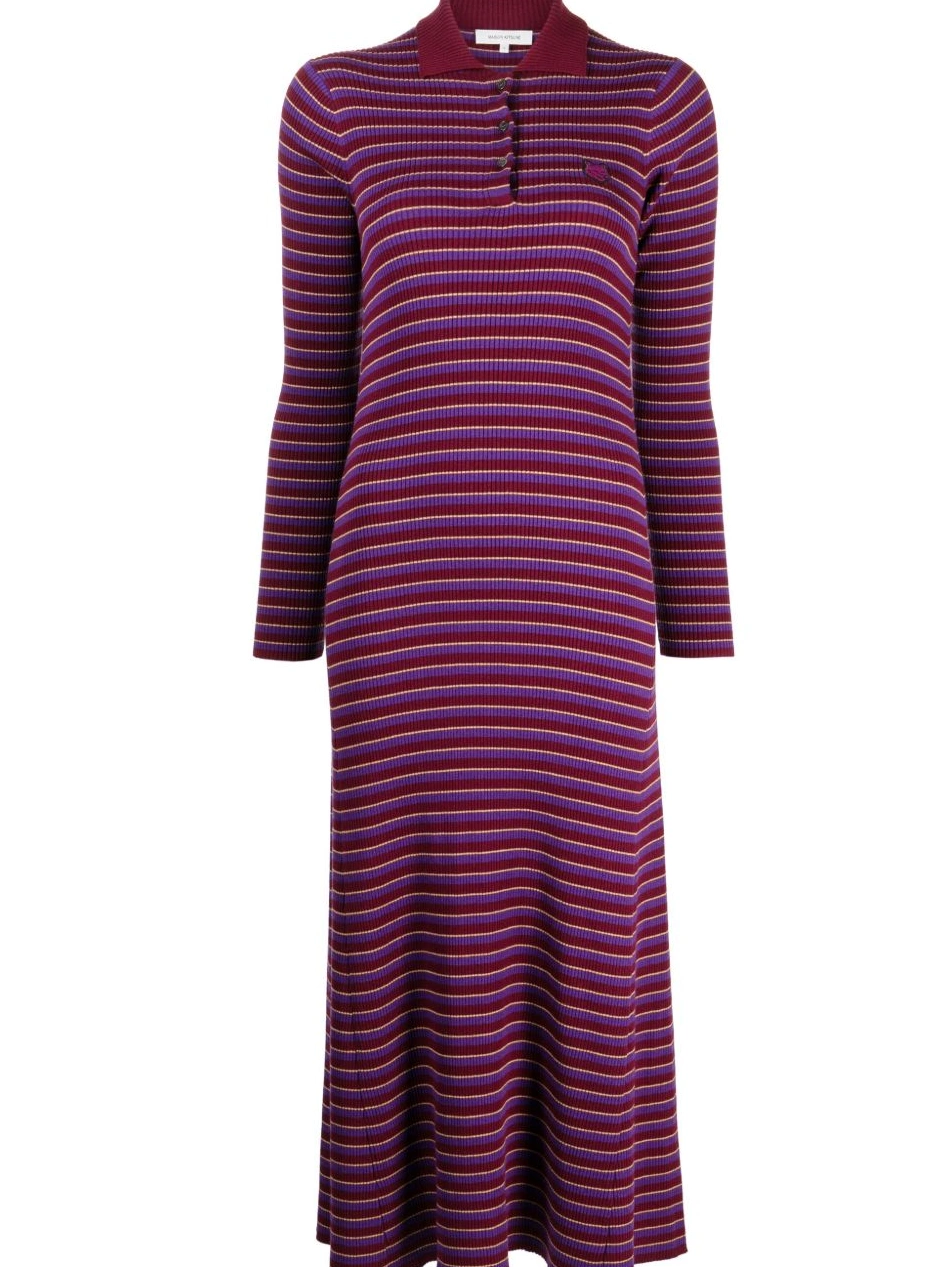 Affordable fox-patch Women Maison Kitsune striped midi dress 0224