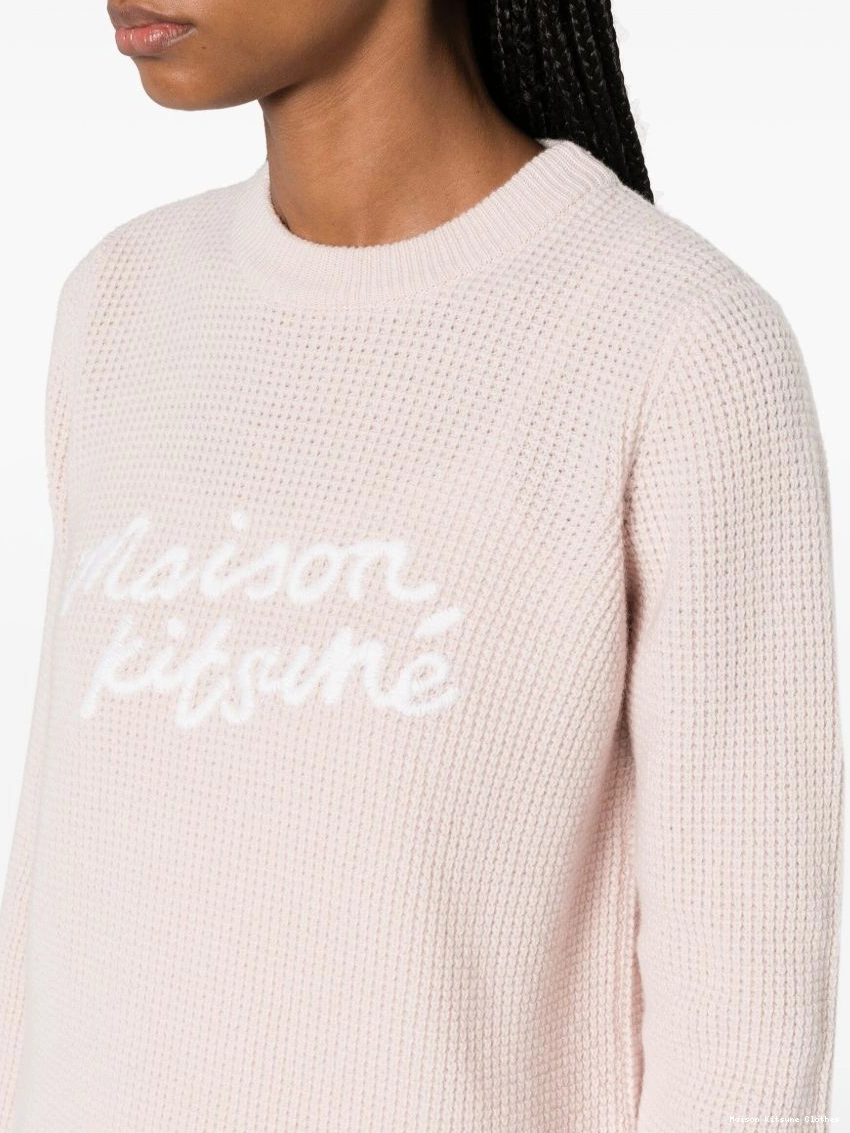 Affordable Kitsune Maison jumper waffle-knit Women logo-embroidered 0313