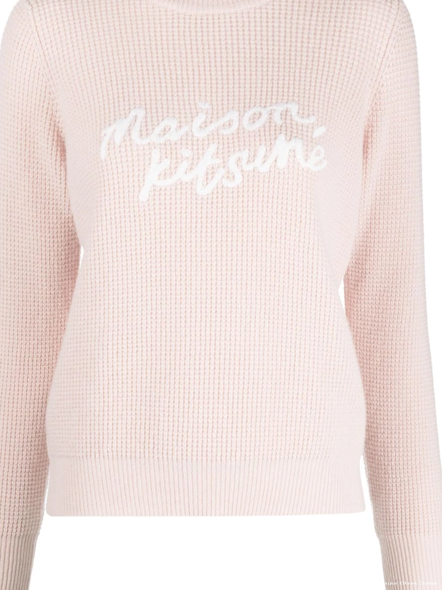 Affordable Kitsune Maison jumper waffle-knit Women logo-embroidered 0313