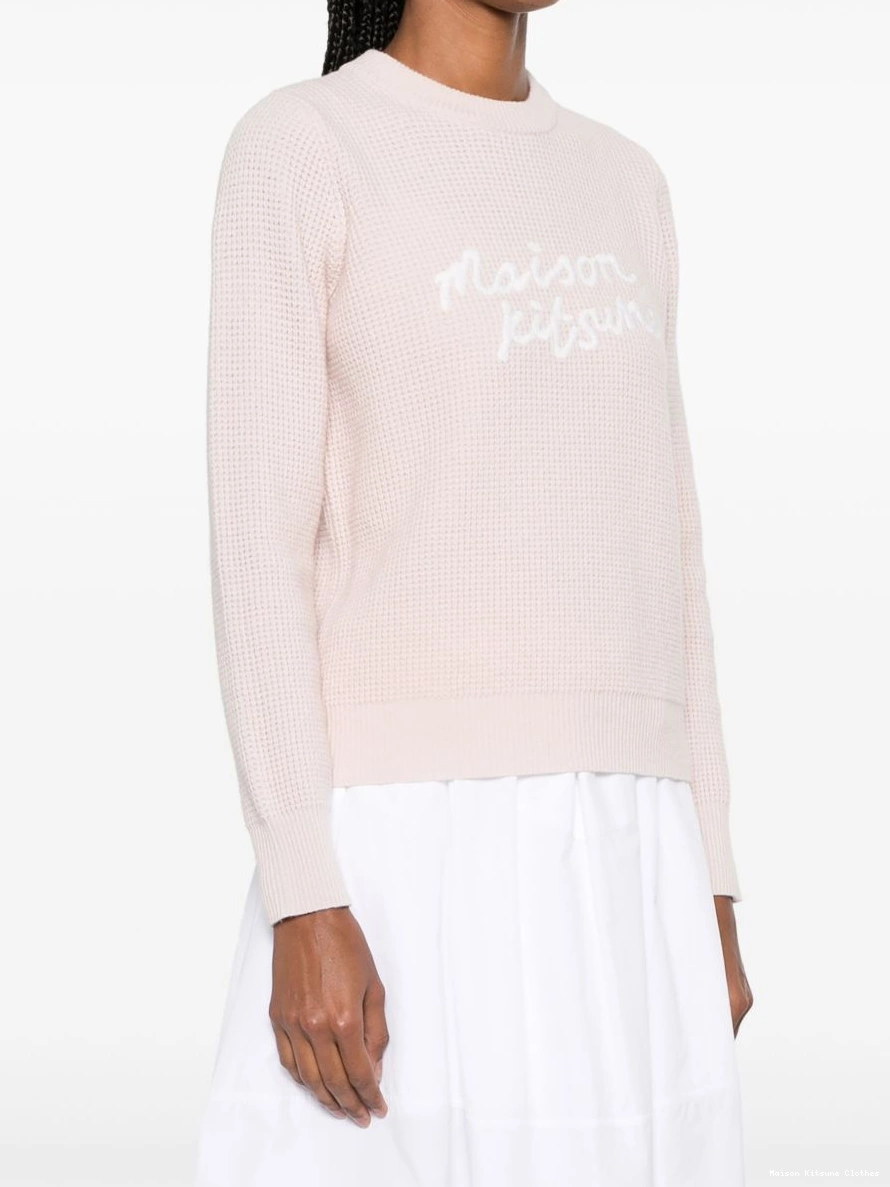 Affordable Kitsune Maison jumper waffle-knit Women logo-embroidered 0313