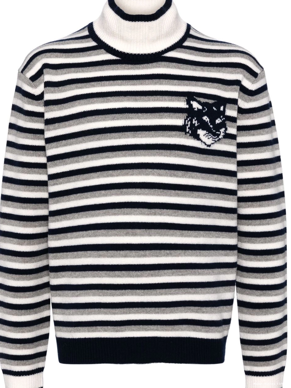 Kitsune jumper Maison striped fox-head Women intarsia 0313