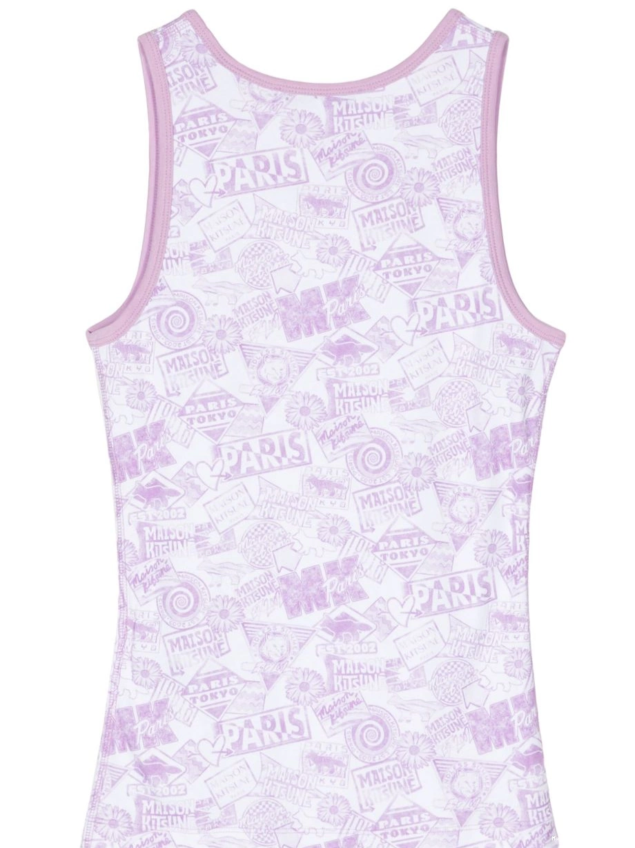 Affordable tank logo-print cotton Kitsune Women Maison top 0313